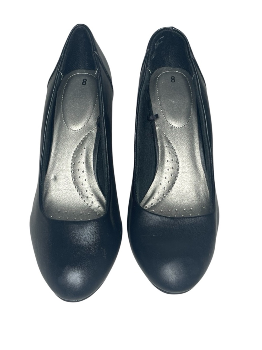 Time & Tru Classic Solid Black Women's Round-Toe Pumps - Size 8
